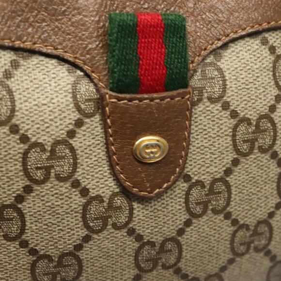 GUCCI GG Supreme Web Sherry Line Bag Pvc Beige Gold 89 02 066 - Picture 14 of 16